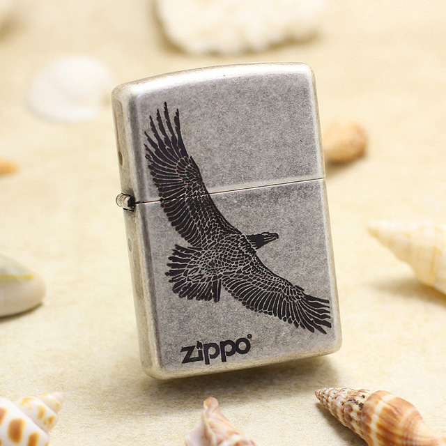 zippoLighter Antique Silver121FBEngraved Eagle Spreads Its Wings