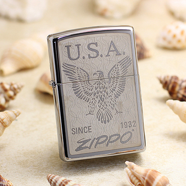 zippo打火机镜面雕刻美国鹰带商标LOGO28357