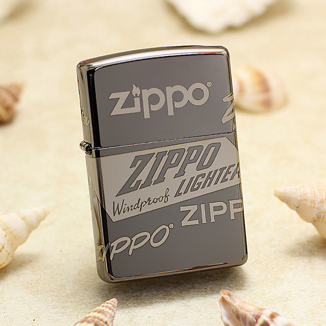 zippo打火机黑冰ZIPPO商标不同年代四代标带商标LOGO49051