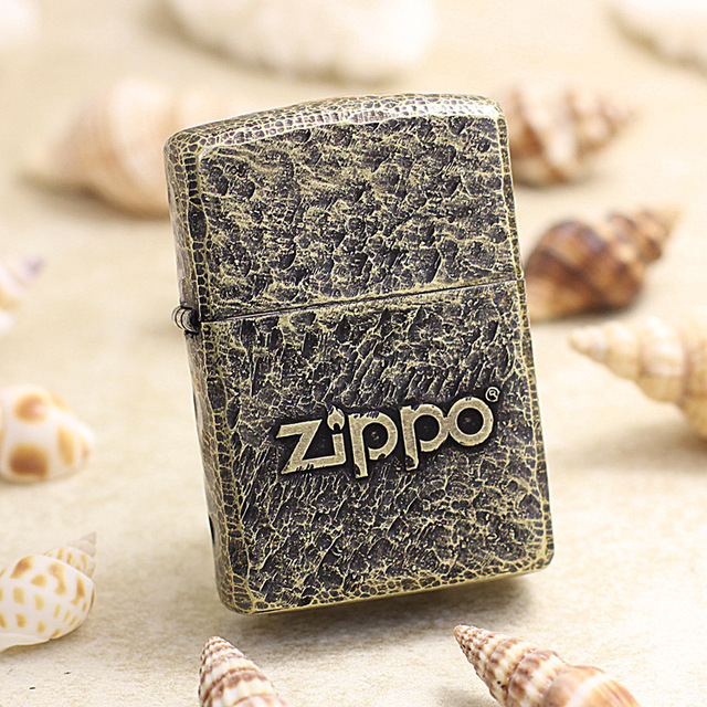 zippo打火机金色ZIPPO做旧标志陨石坑横标