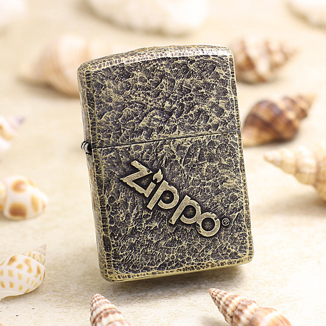 zippo打火机金色ZIPPO做旧标志陨石坑斜标