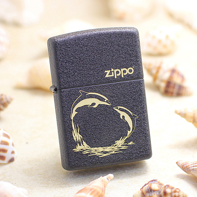 zippo打火机236黑裂漆海豚