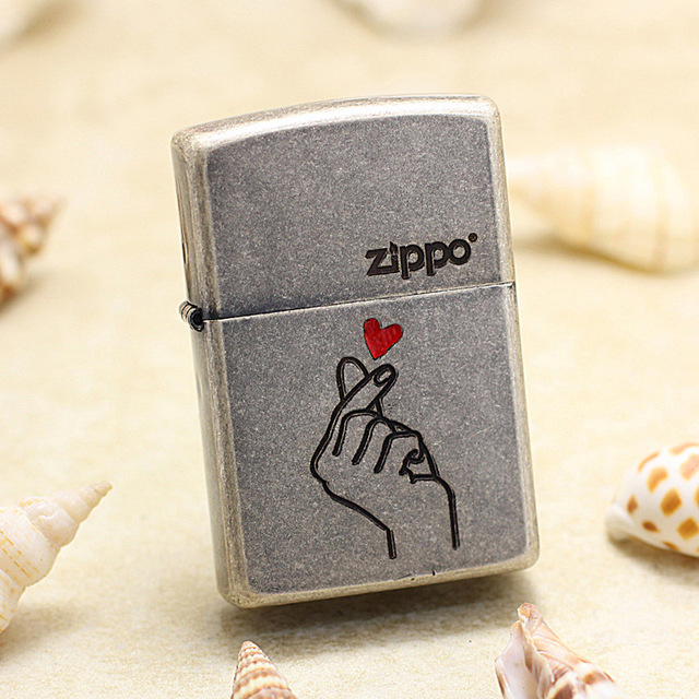 zippolighterDIYAntique Silver Heart Finger Red Heart