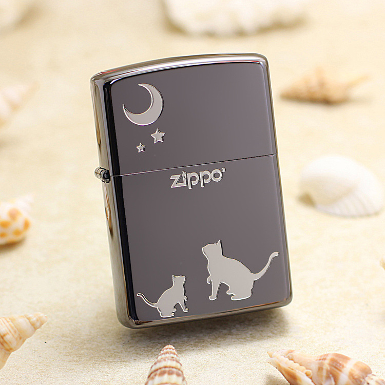 zippo打火机动物系黑冰猫喵望星空(黑冰底)ZBT-3-148A