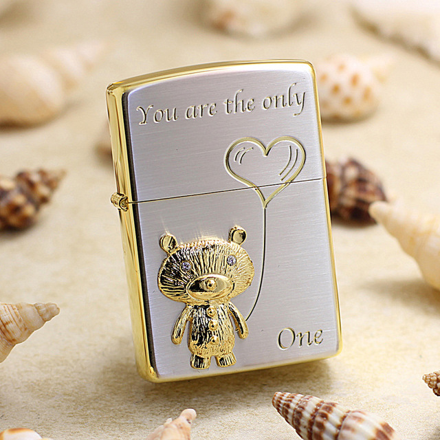 zippoLighter Bear's only balloon to fly forever(Gold Bear with Silver Plated Bottom)ZBT-3-165A