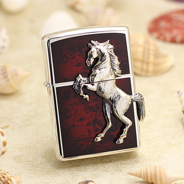 zippoLighter animal system is successful(White Horse with Silver Background)ZBT-5-3G