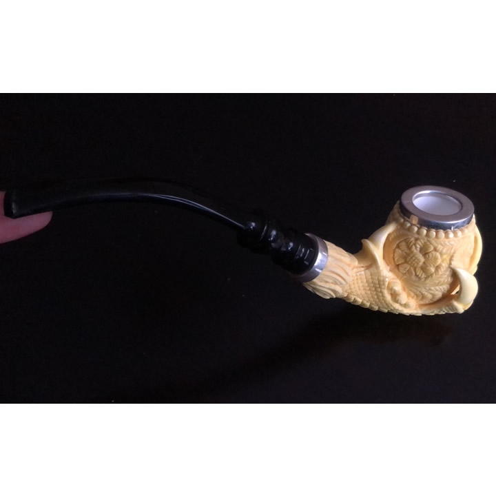 Turquie Reis-02 Maître Sepiolite pipe manuelle bouche argentée jaune