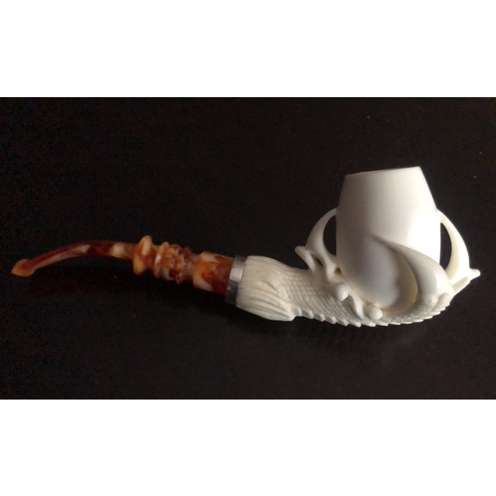 Türkiye Reis-04 Master sepiolite handmade pipe silver hoop light