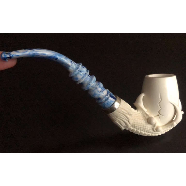 Türkiye Reis-07 Master sepiolite handmade pipe silver hoop light