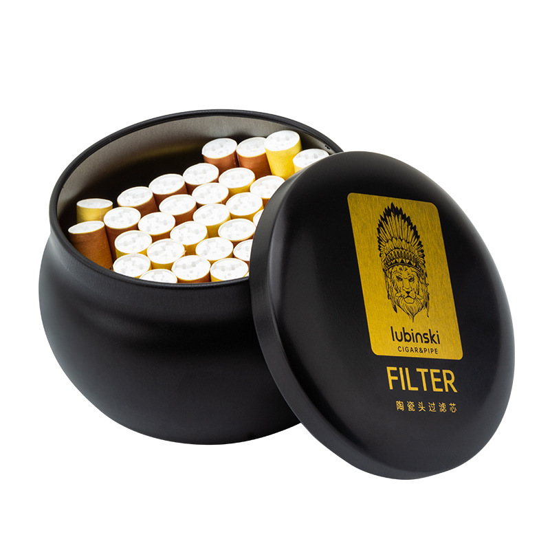 陶瓷头活性炭烟斗滤芯9mm-45粒铁盒