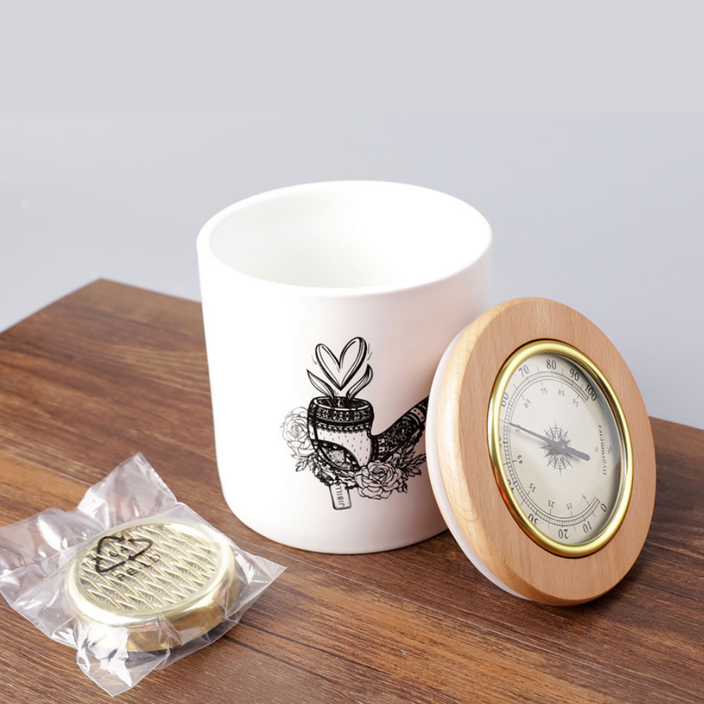 陶瓷烟丝保湿罐带湿度计保湿器