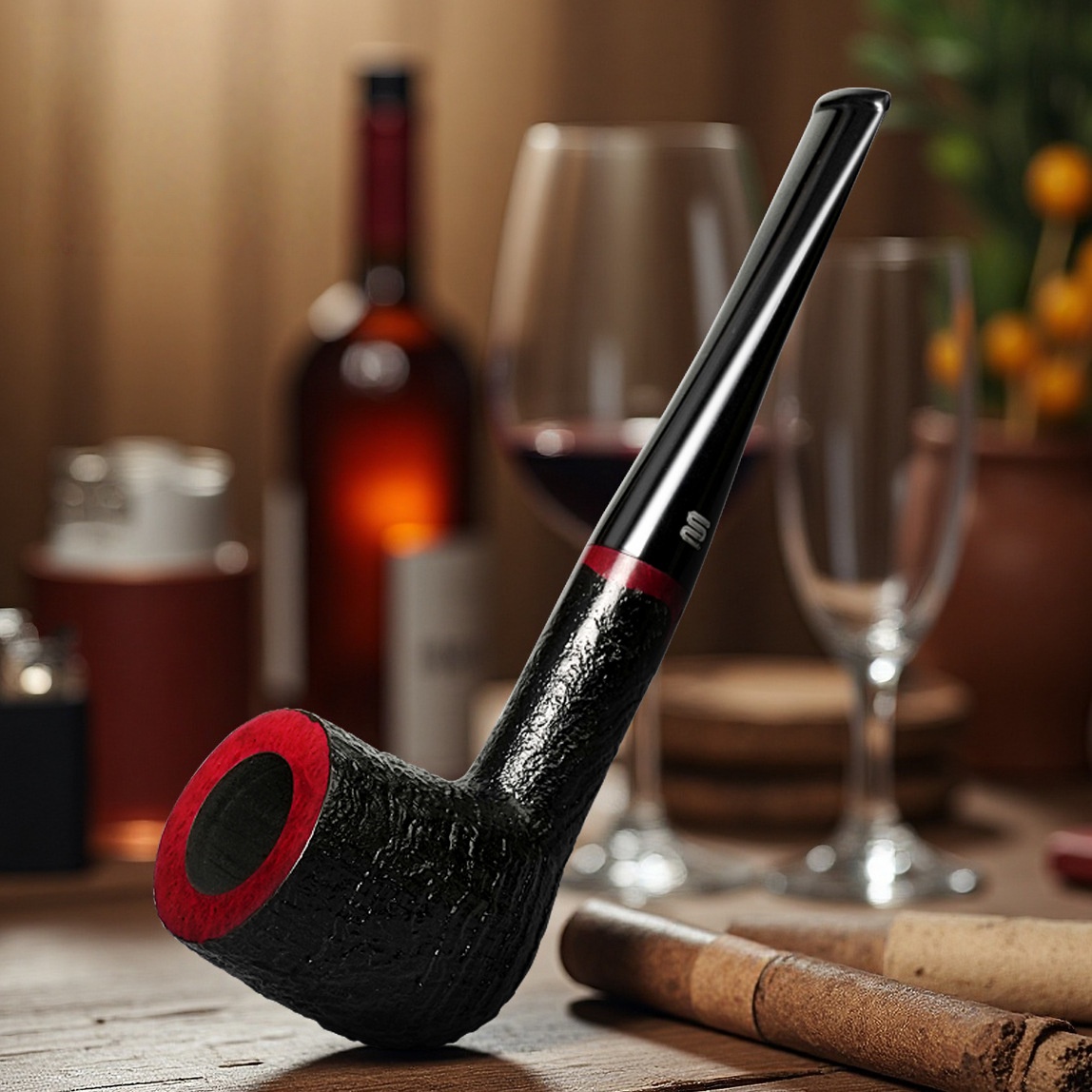 经典黑色喷砂石楠木烟斗51yd-bb0012